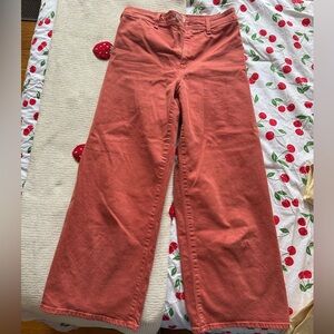 Red Wide leg high waist Pants